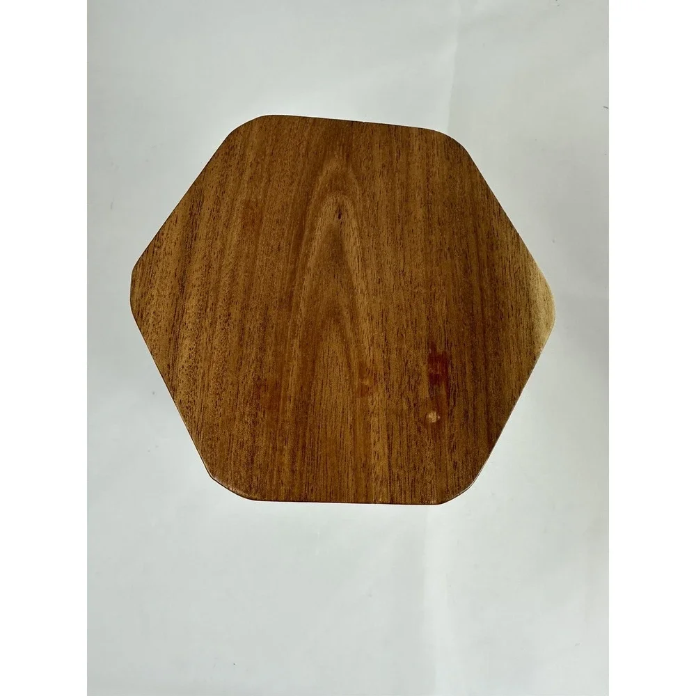 TEAVANA White Hexagon Porcelain Tea Kitchen Storage Canister 4 oz Wooden Lid